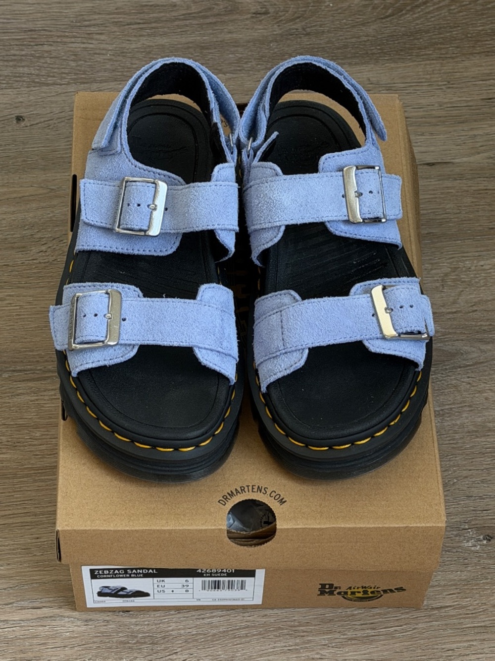 BRAND NEW - Dr. Martens ZebZag Sandals Cornflower Blue Size 8 Women's